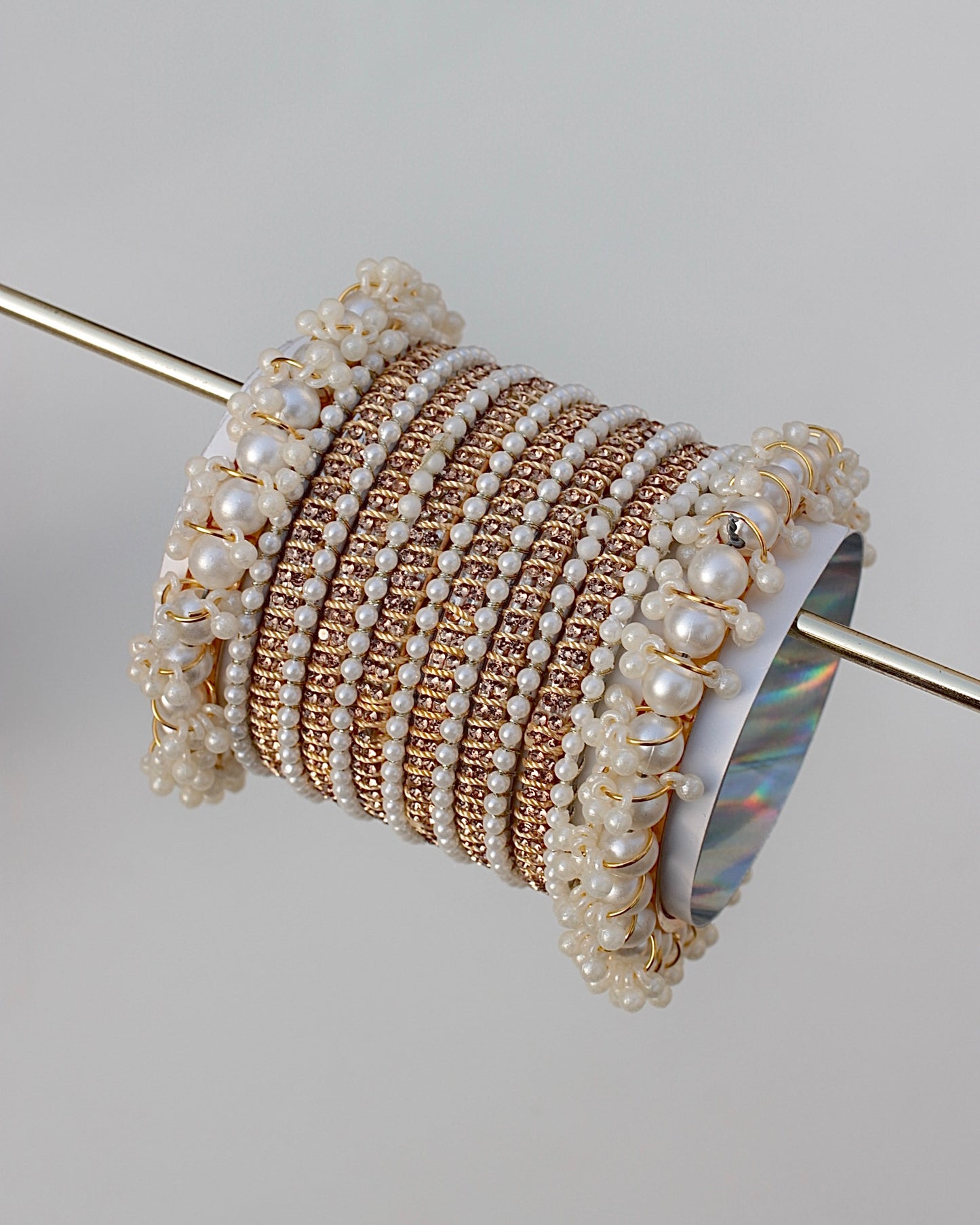 Lailaa Luxe Bangle Set-Golden White