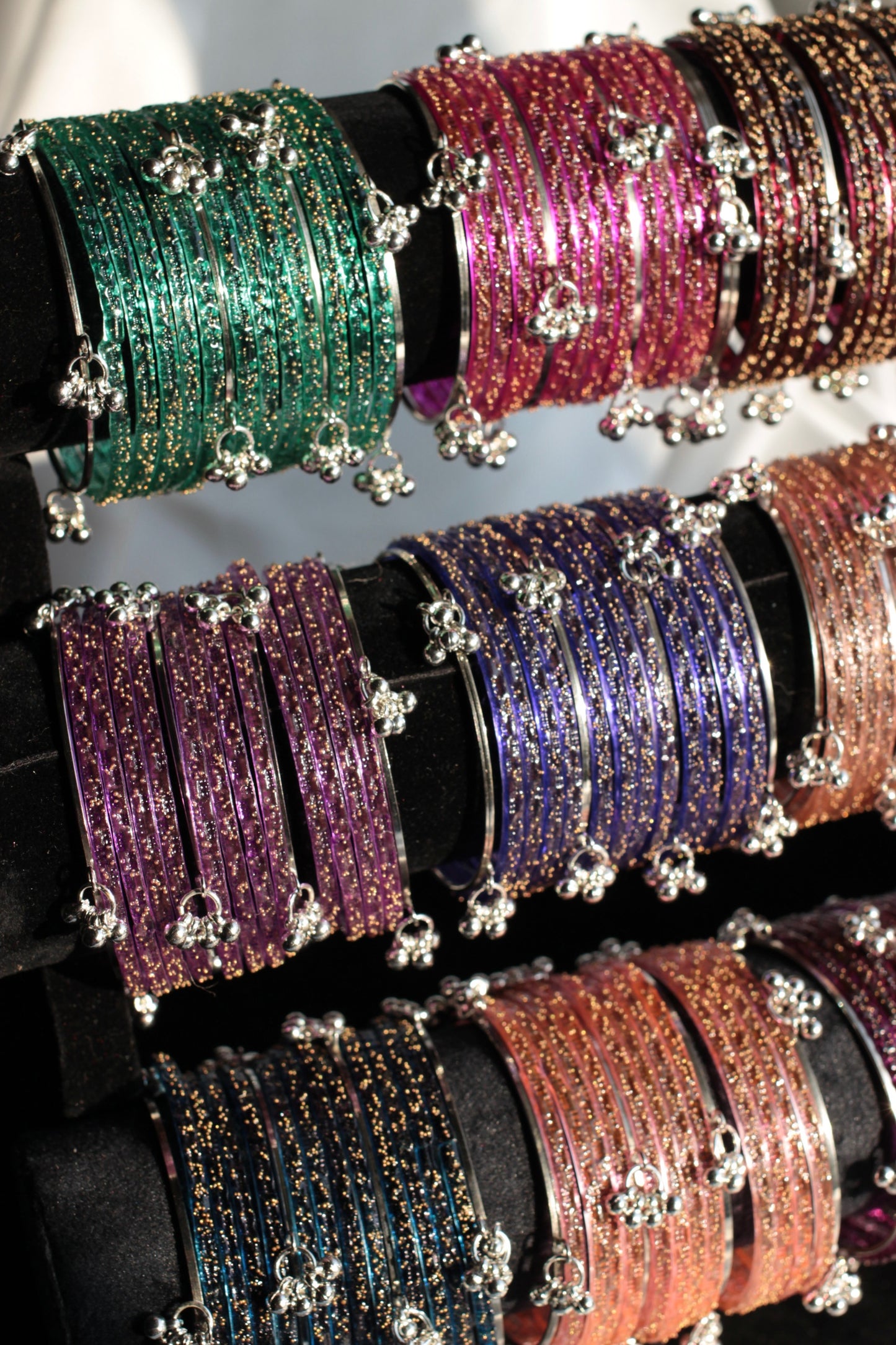 Kashmiri with Glass Bangles-Silver with Multi