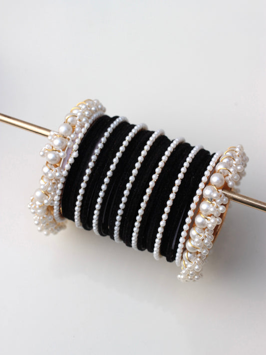Royal Velvet Bangle Set-5-Black