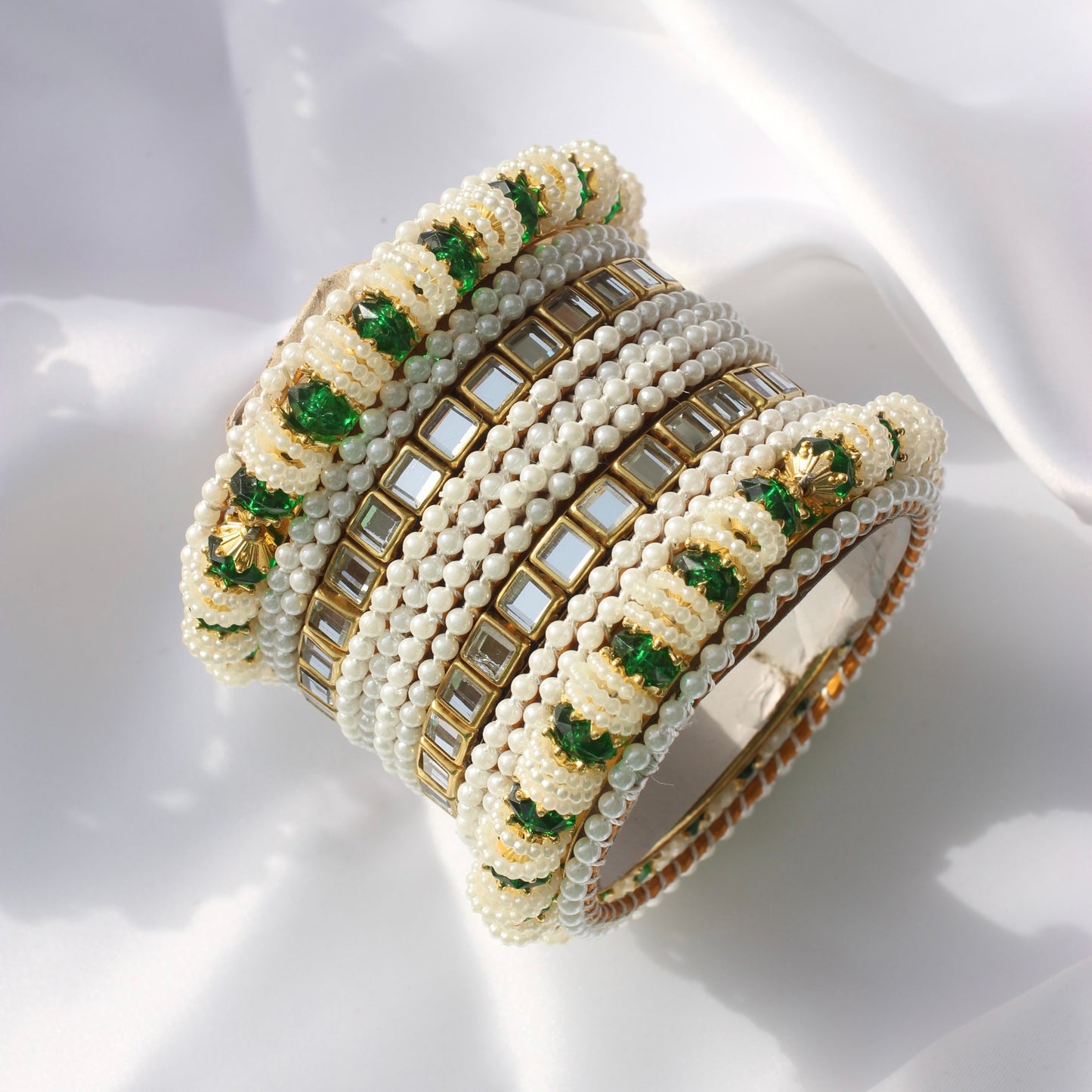 Kundan Royale Bangle Set-3-Green