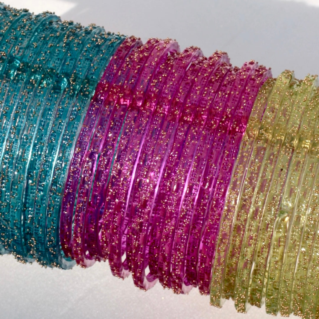 Rains- Viral Handmade Glass Bangles-shocking pink- N#13