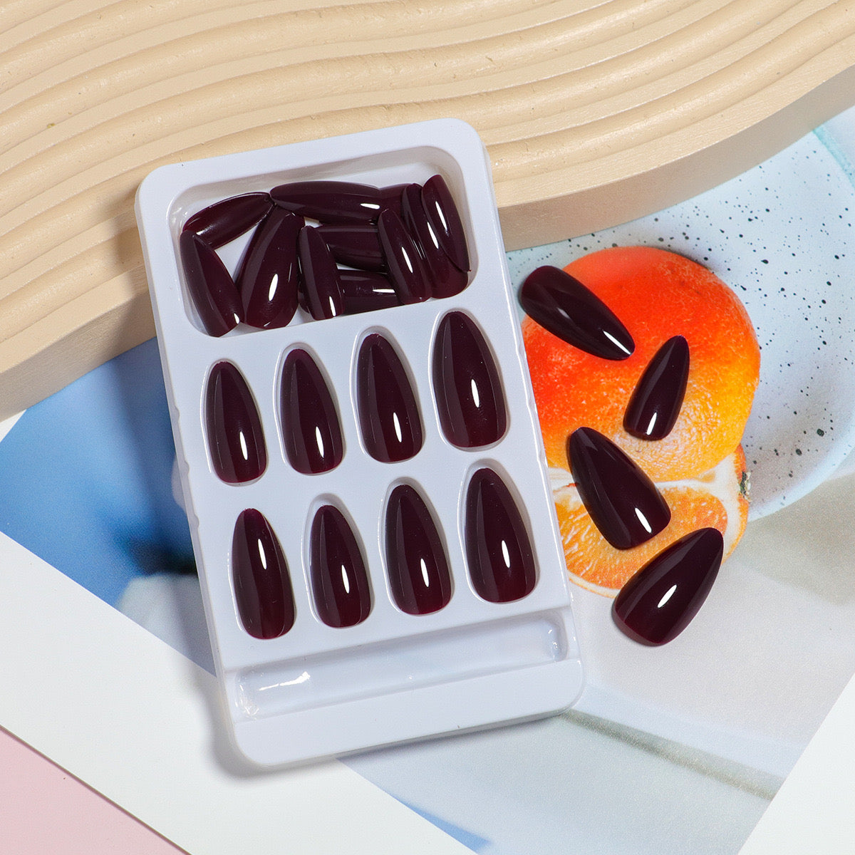 Darkest wine Nails-940- Free 4 pc nail kit included