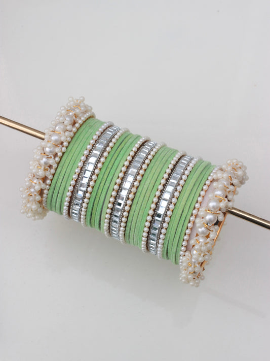 Velvet Luxe Bangle Set-6-Light Green