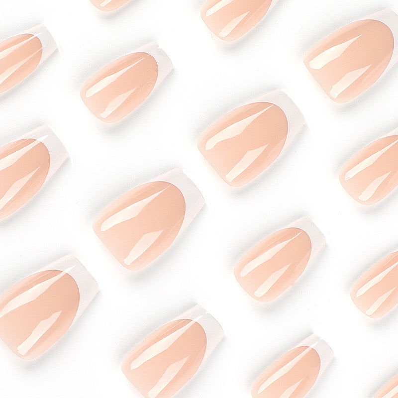Square French Nails-2419 - Free 4 pc nail kit included