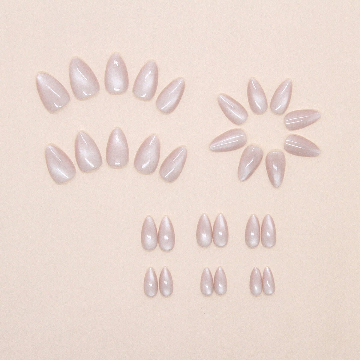 Cat-eye Nails-1897-Medium Length Almond nails- Free 4 pc nail kit included