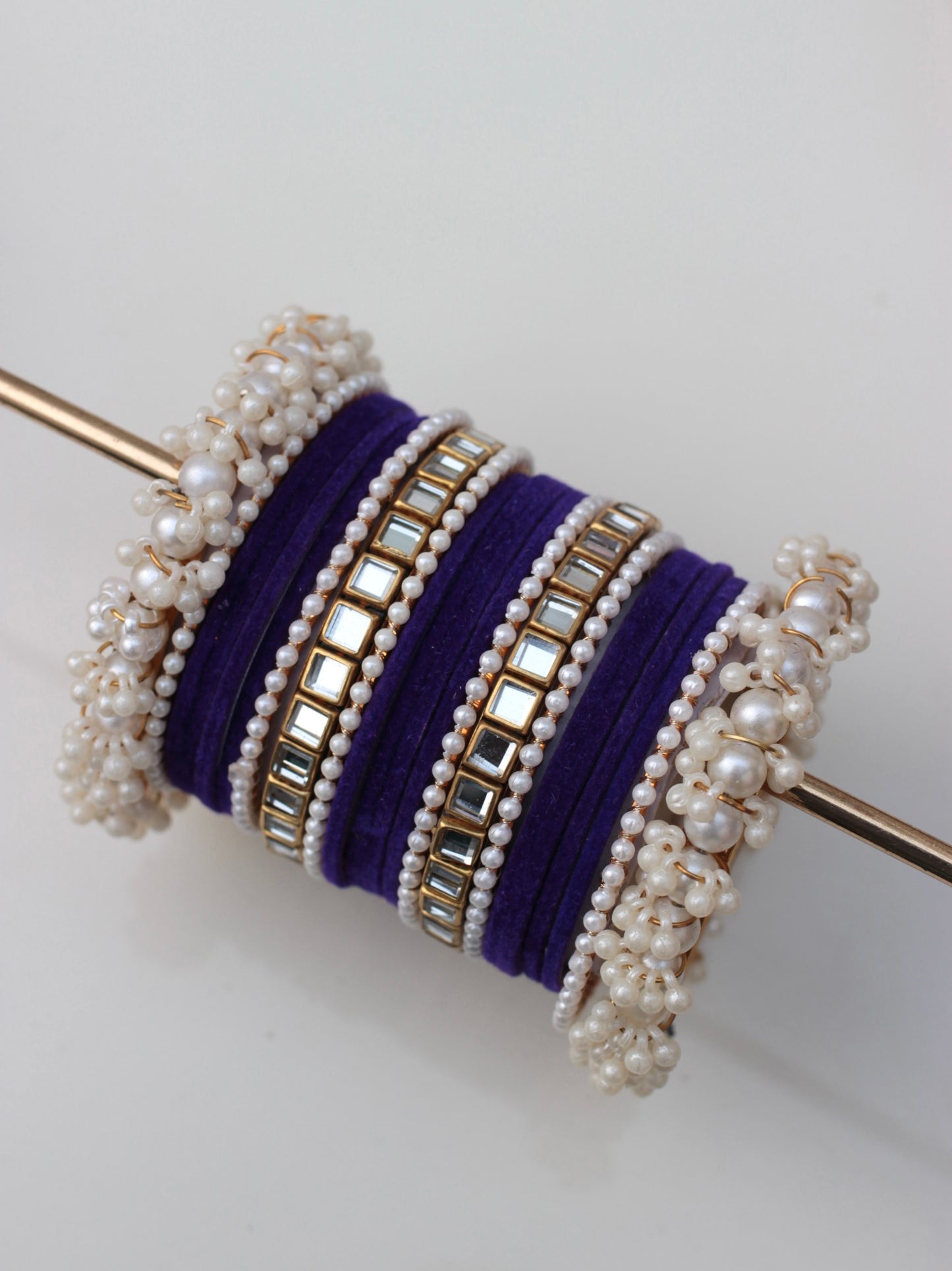 Kundan Majesty Bangle Set-1-Purple