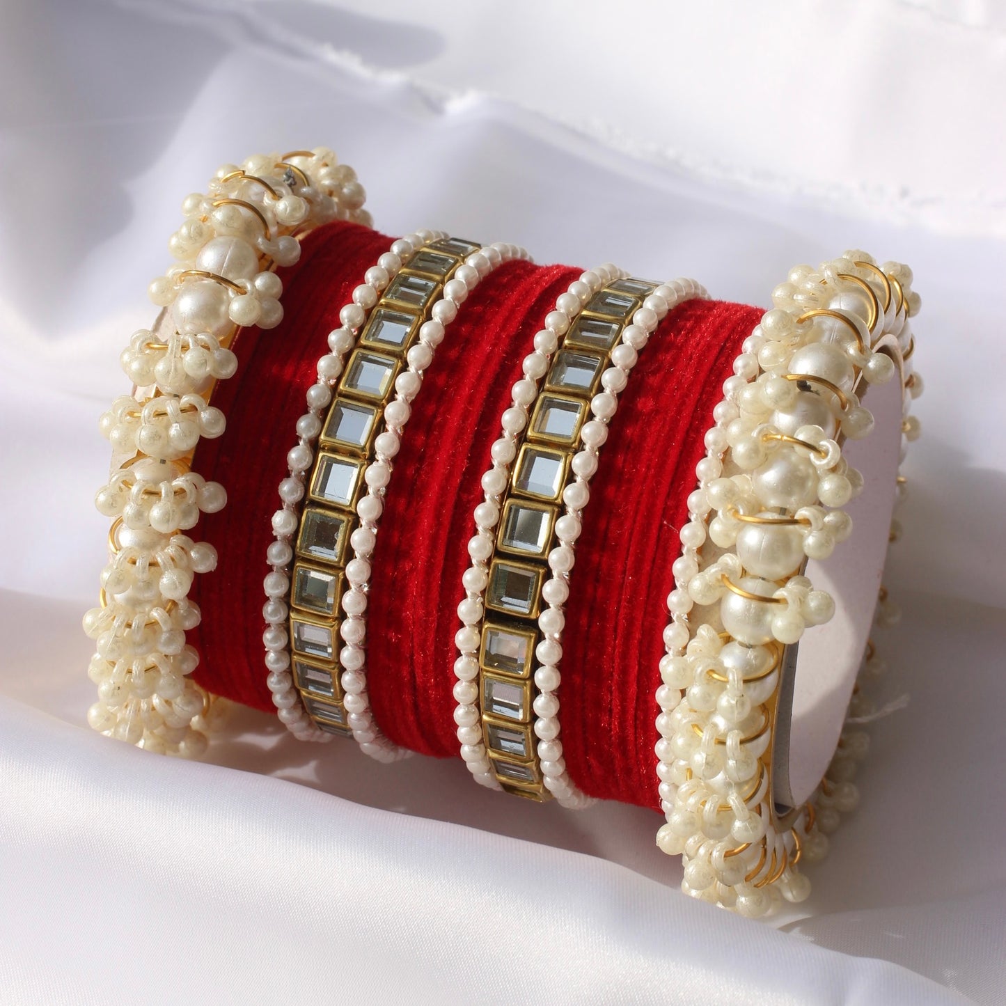 Kundan Majesty Bangle Set-1-Red