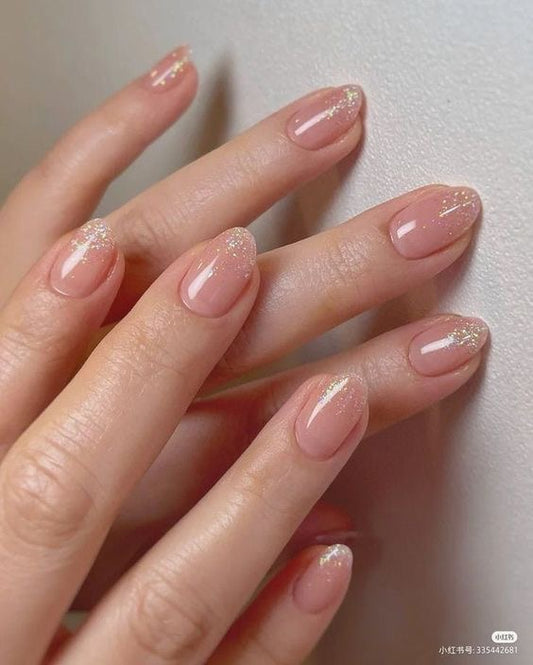 Shimmer Natural Nude Nails-889- Free 24 pc Sticker Sheet included