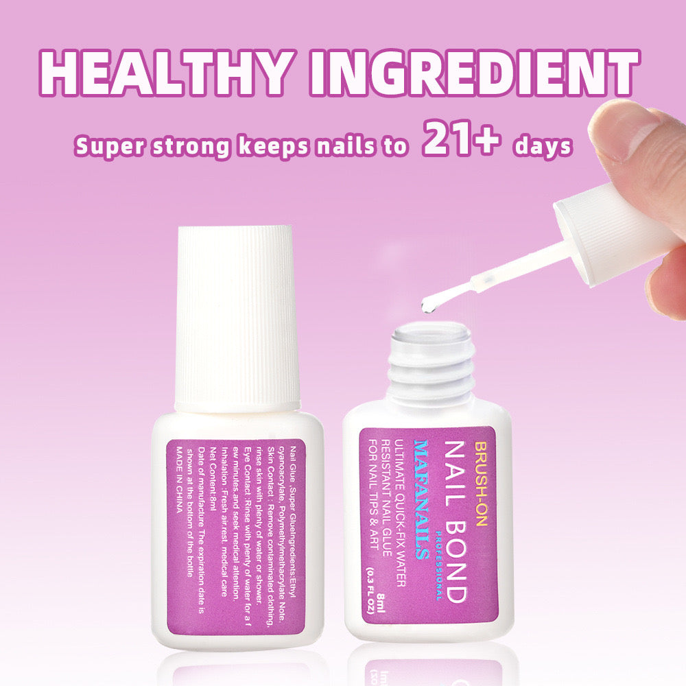 Strong Brush Nail Glue - tough glue for long stickiness - enough for many times use