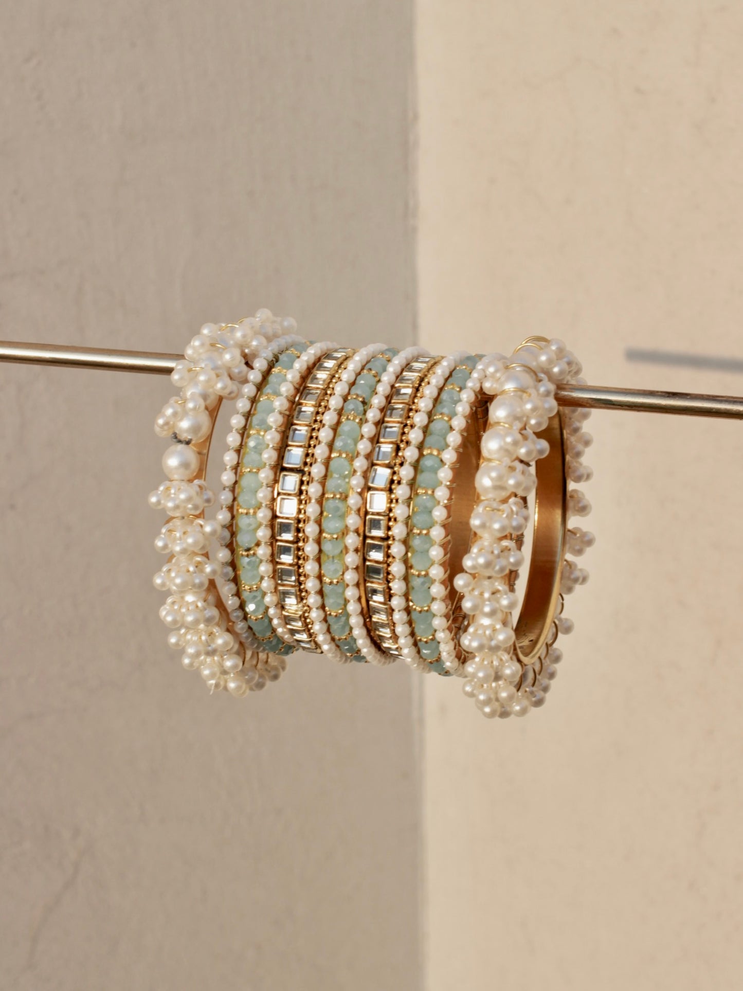 Celeste Pearlé Bangle Set-2-Ice Blue