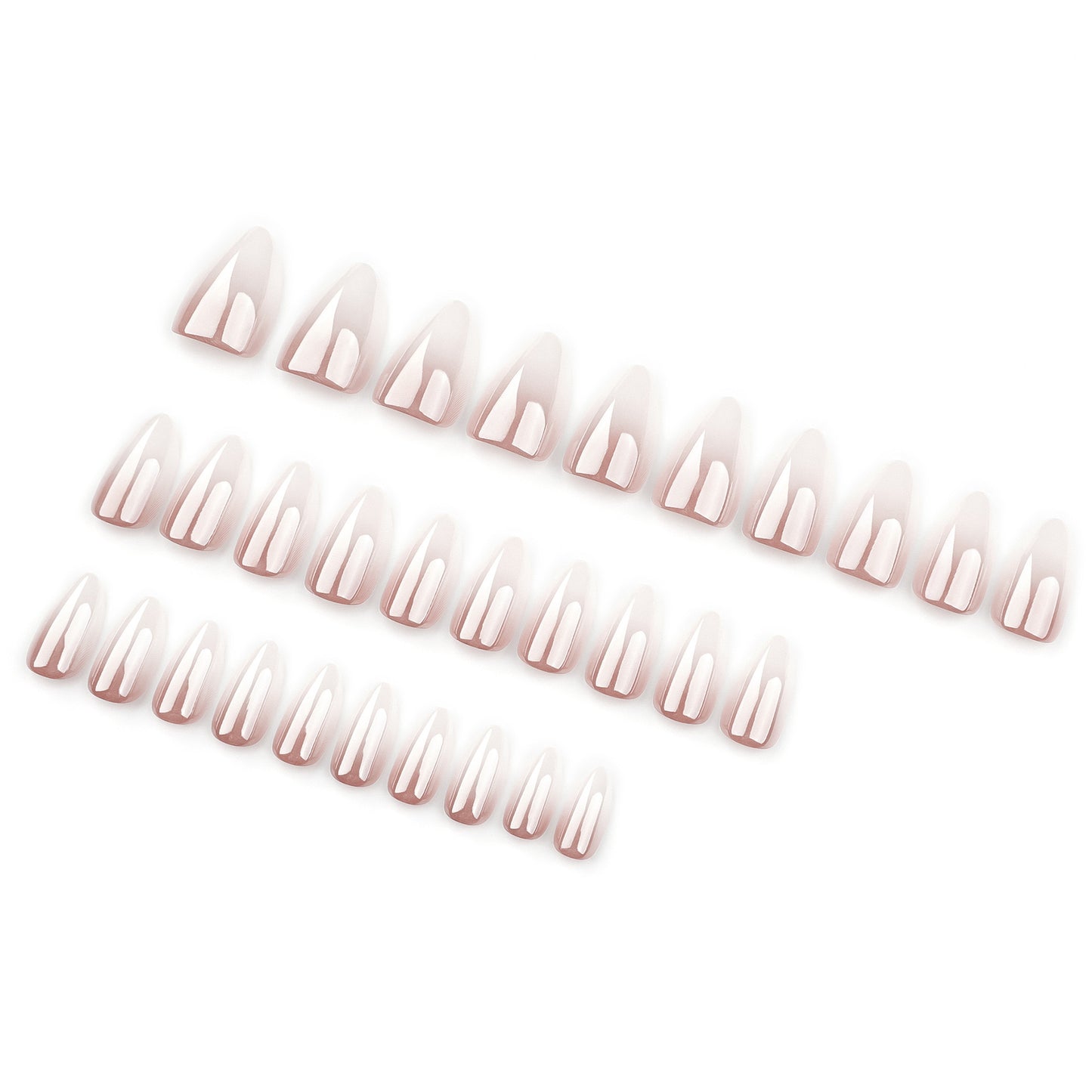 Viral Glazed Ombre Nails (30 nails in one pack) -3495-Medium Length Almond nails- Free 4 pc nail kit included