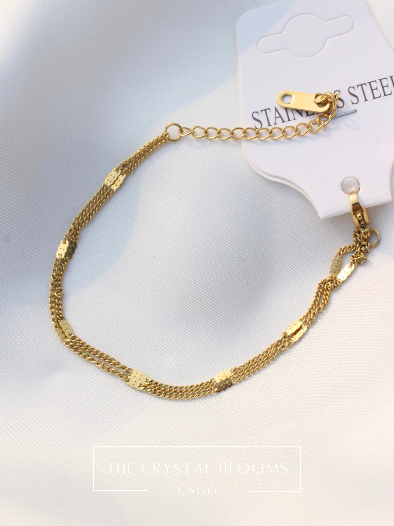 JBracelet/anklet (Stainless Steel) 18K Gold plated) Anti Tarnish Everyday wear Sleek Chain Bracelet -389-E