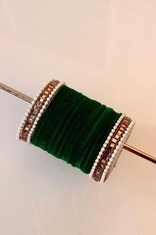 Velvet Empress Bangle Set-8-Dark Green