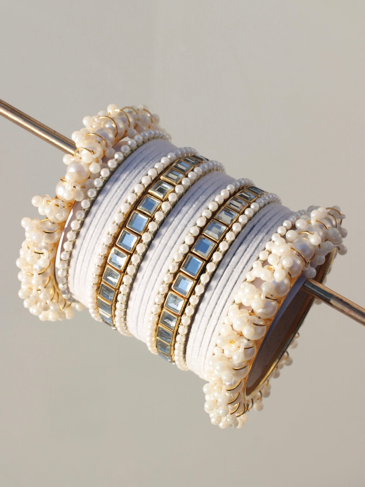 Kundan Majesty Bangle Set-1-white