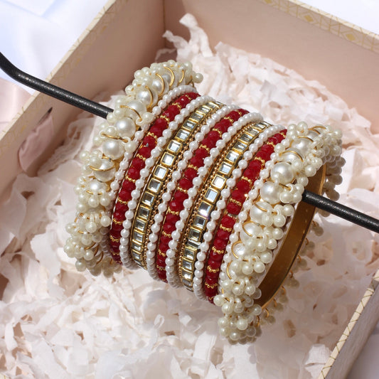 Celeste Pearlé Bangle Set-2-Red
