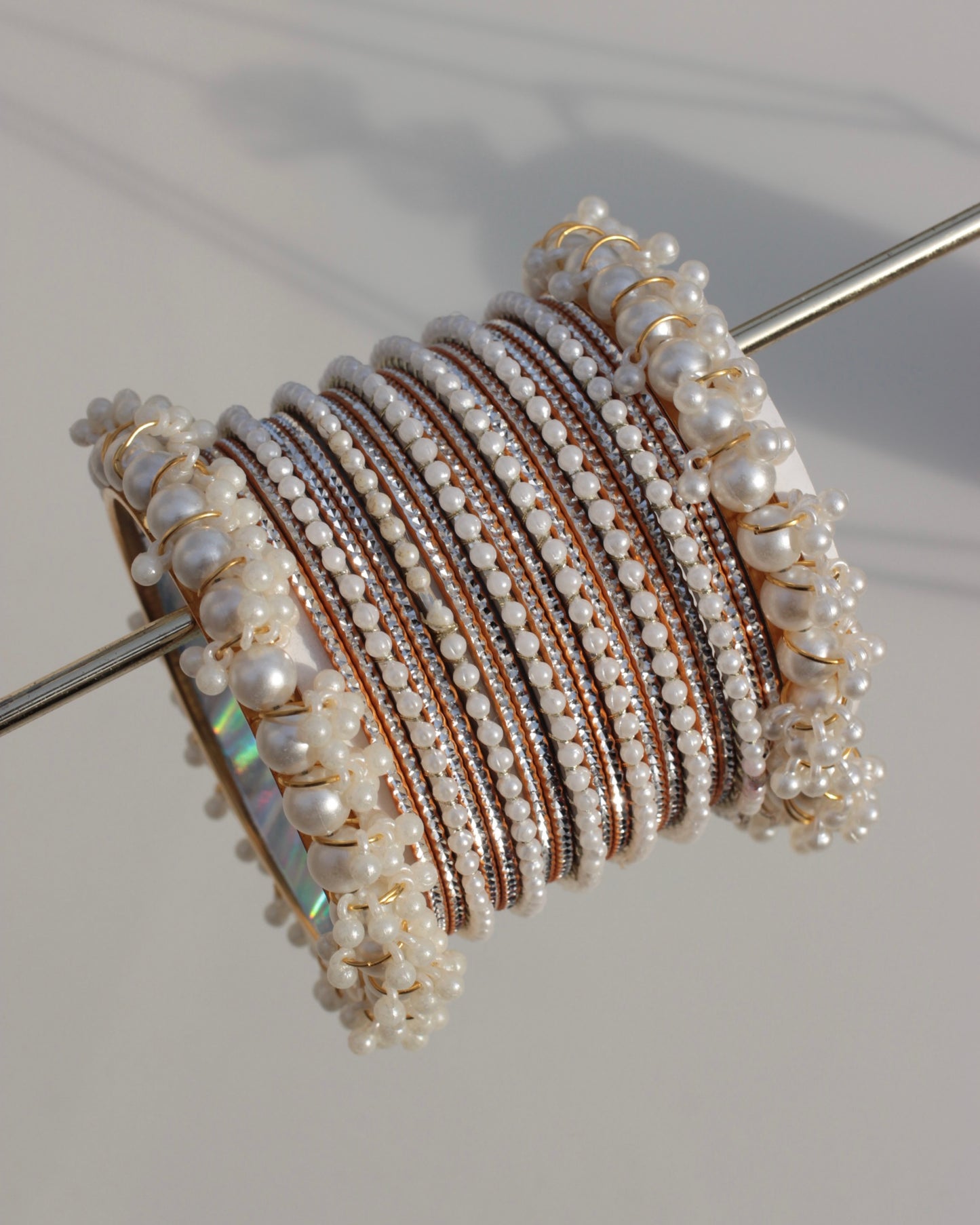 Pearlcore Bangle Set- Gold&White