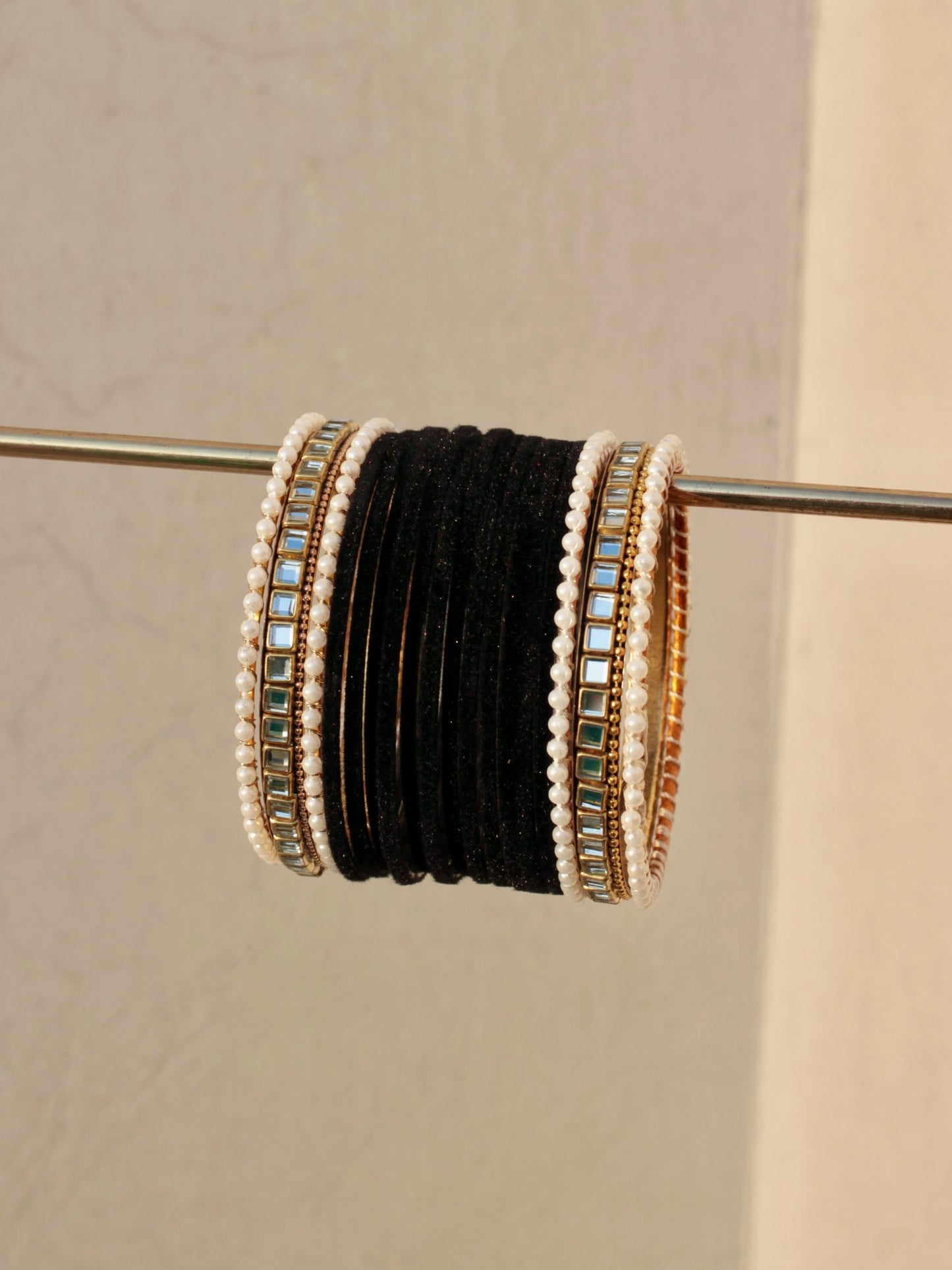 Velvet Bangle Set-10-Black