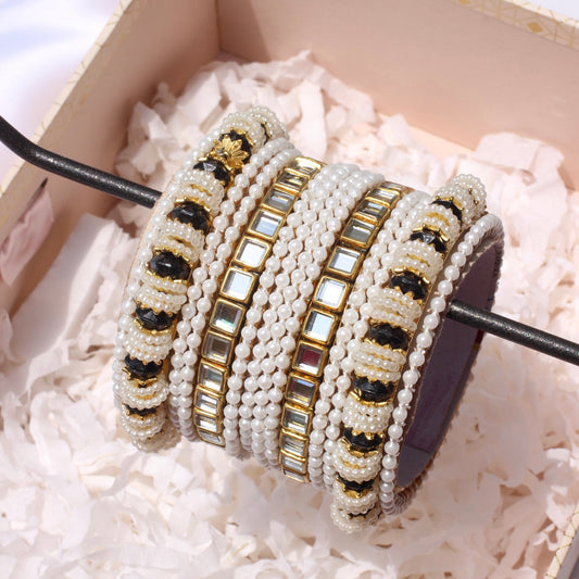 Kundan Royale Bangle Set-3-Black