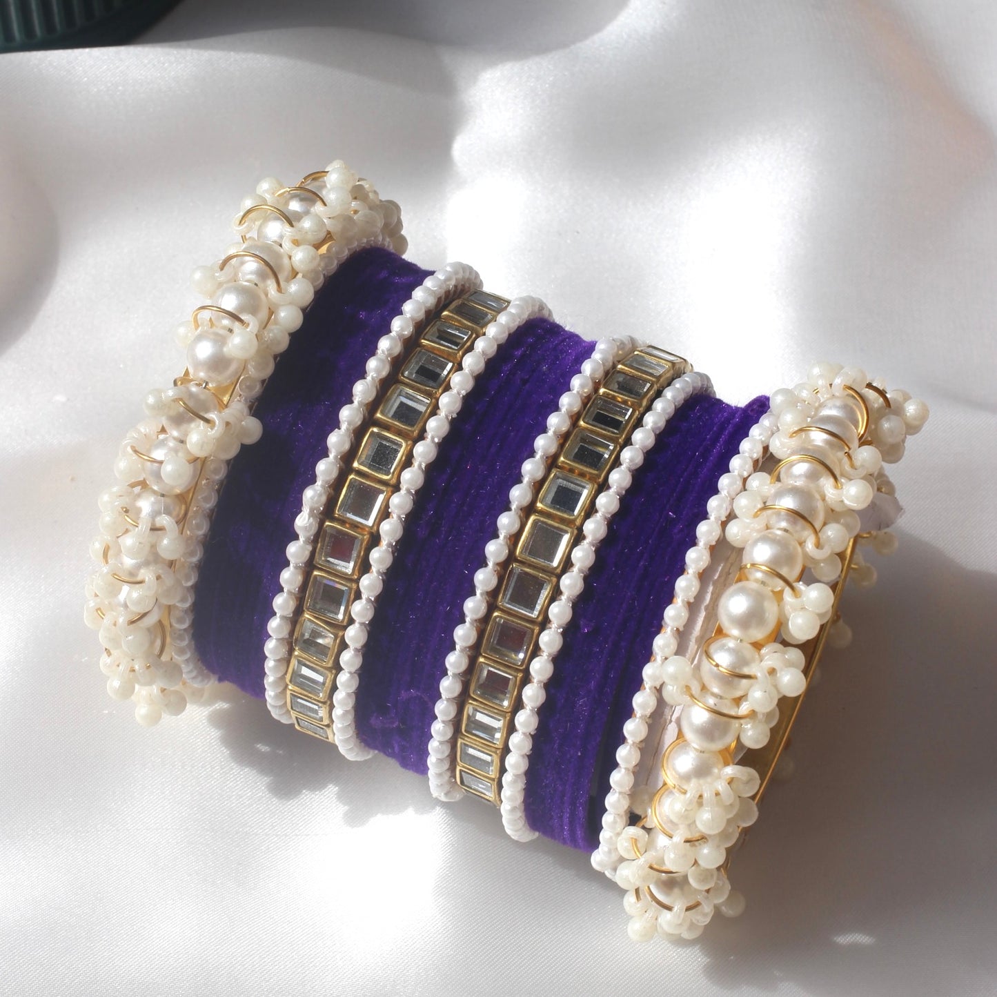 Kundan Majesty Bangle Set-1-Purple