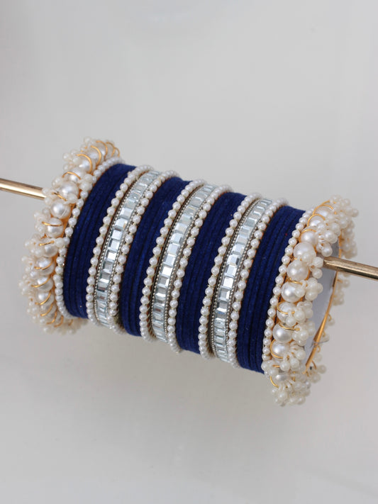 Velvet Luxe Bangle Set-6-Dark Blue