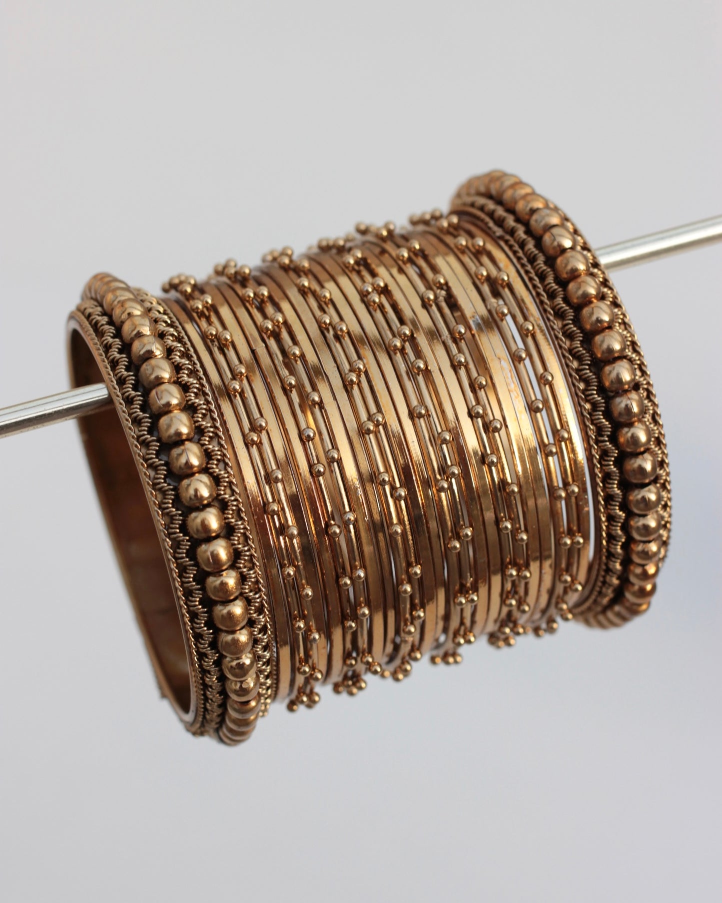 Ayla Antique Bangle Set - Golden