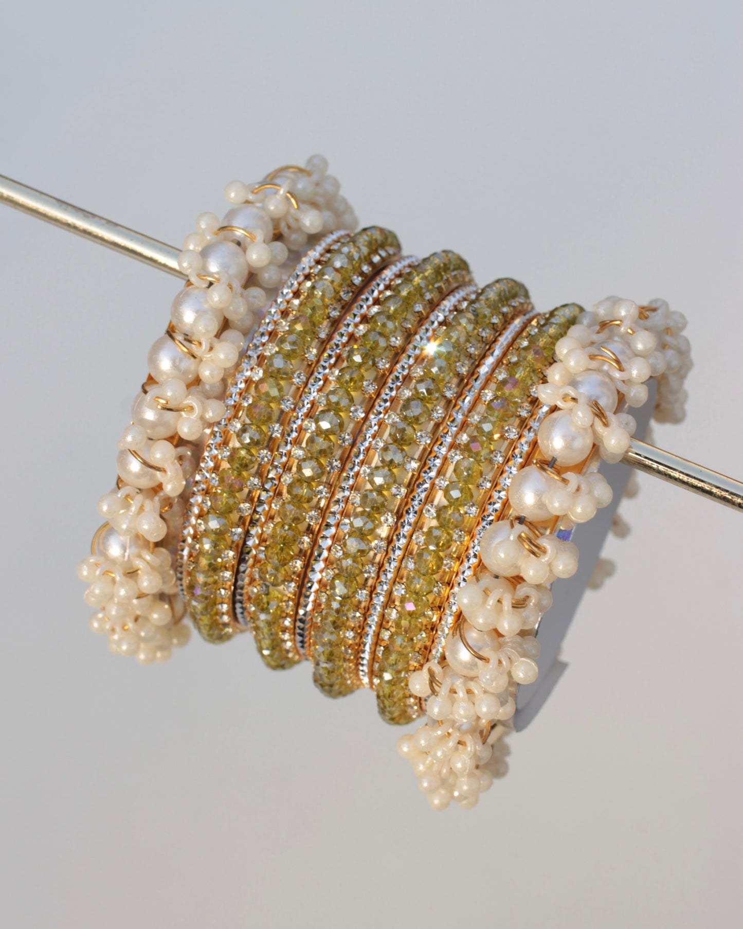 Naqsh-e-Sitara Bangle Set-Light Green