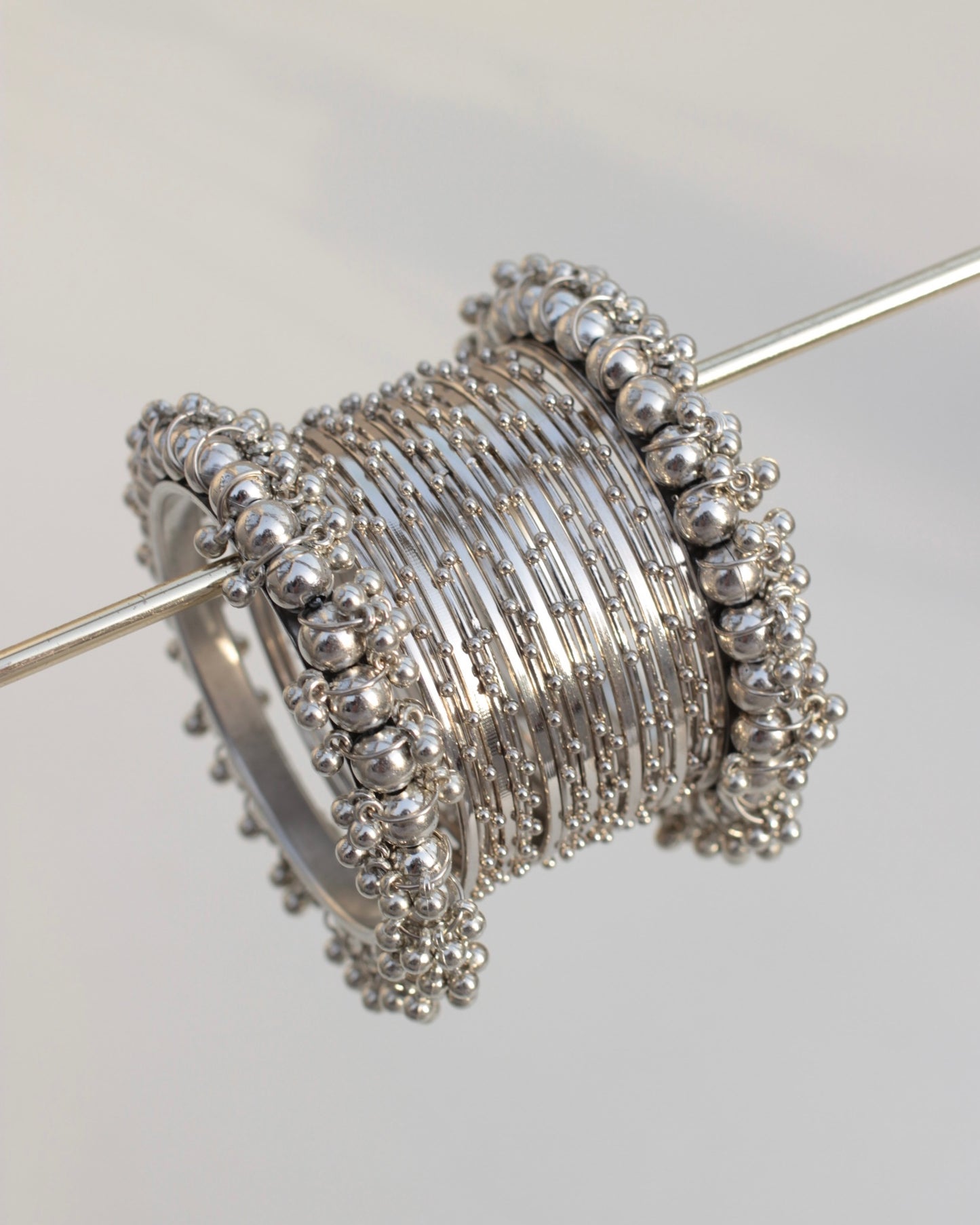 Zaraah Antique Bangle Set - Silver