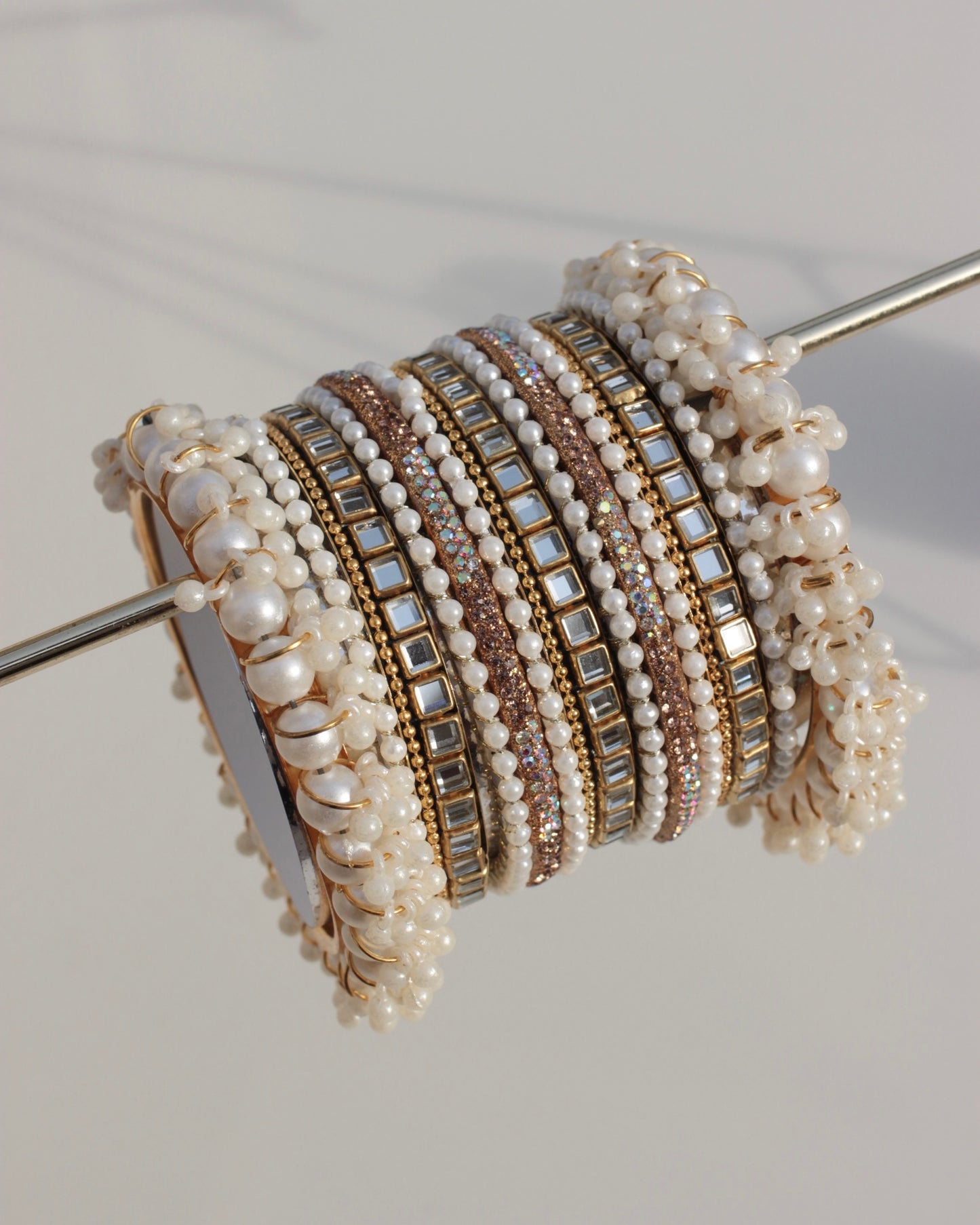 Dust & Diamanté Bangle Set- Copper