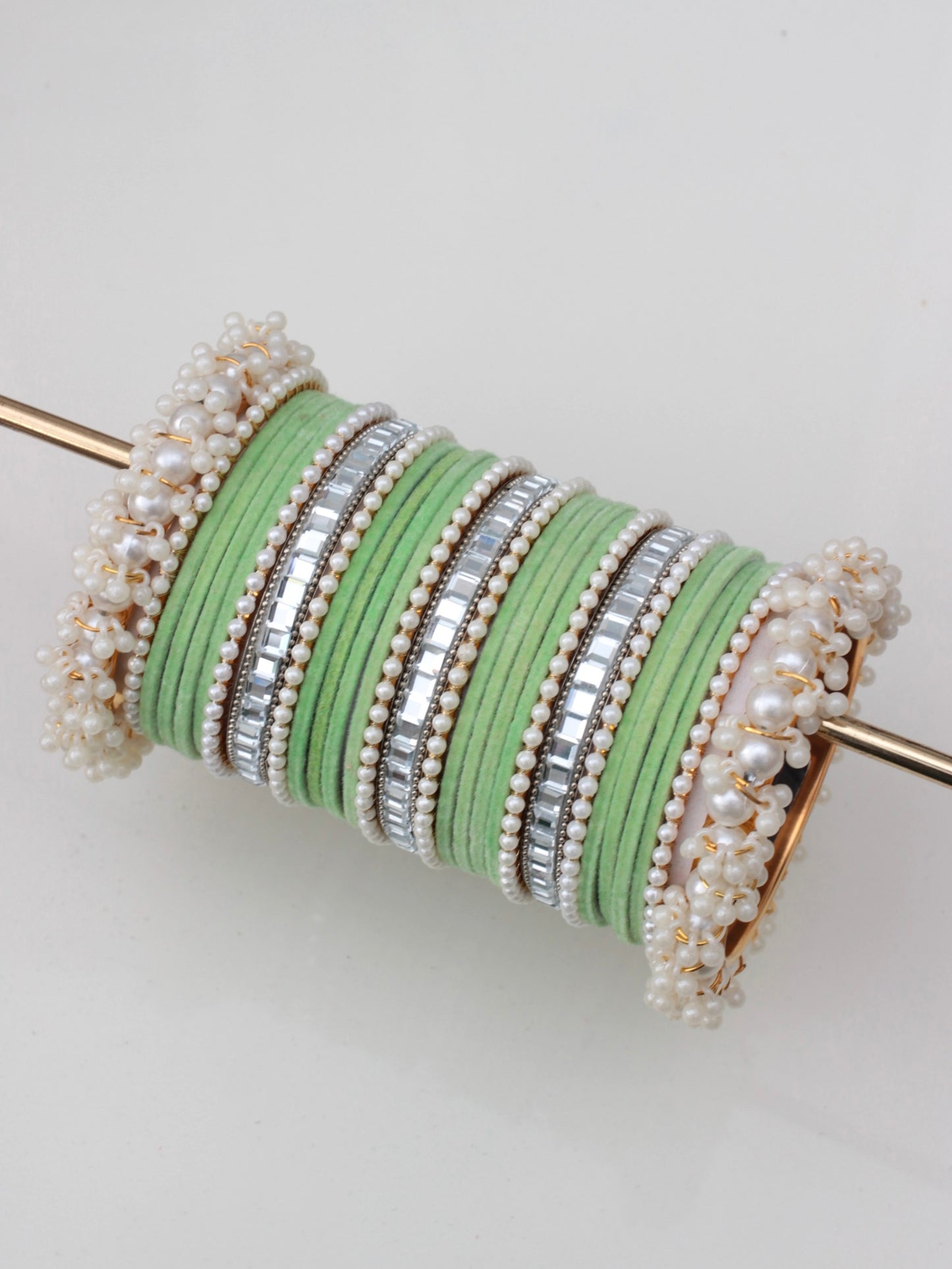 Velvet Luxe Bangle Set-6-Light Green