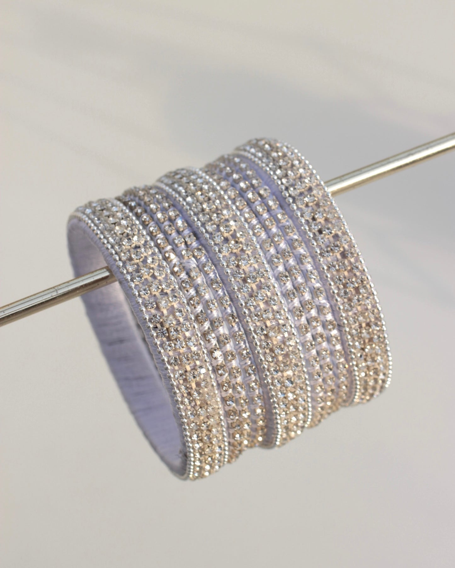 Twilight Motia Bangle Set-White + Silver