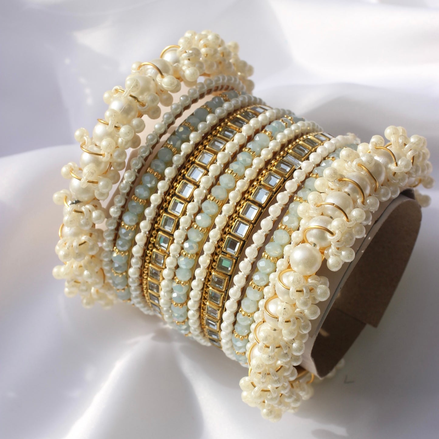 Celeste Pearlé Bangle Set-2-Ice Blue