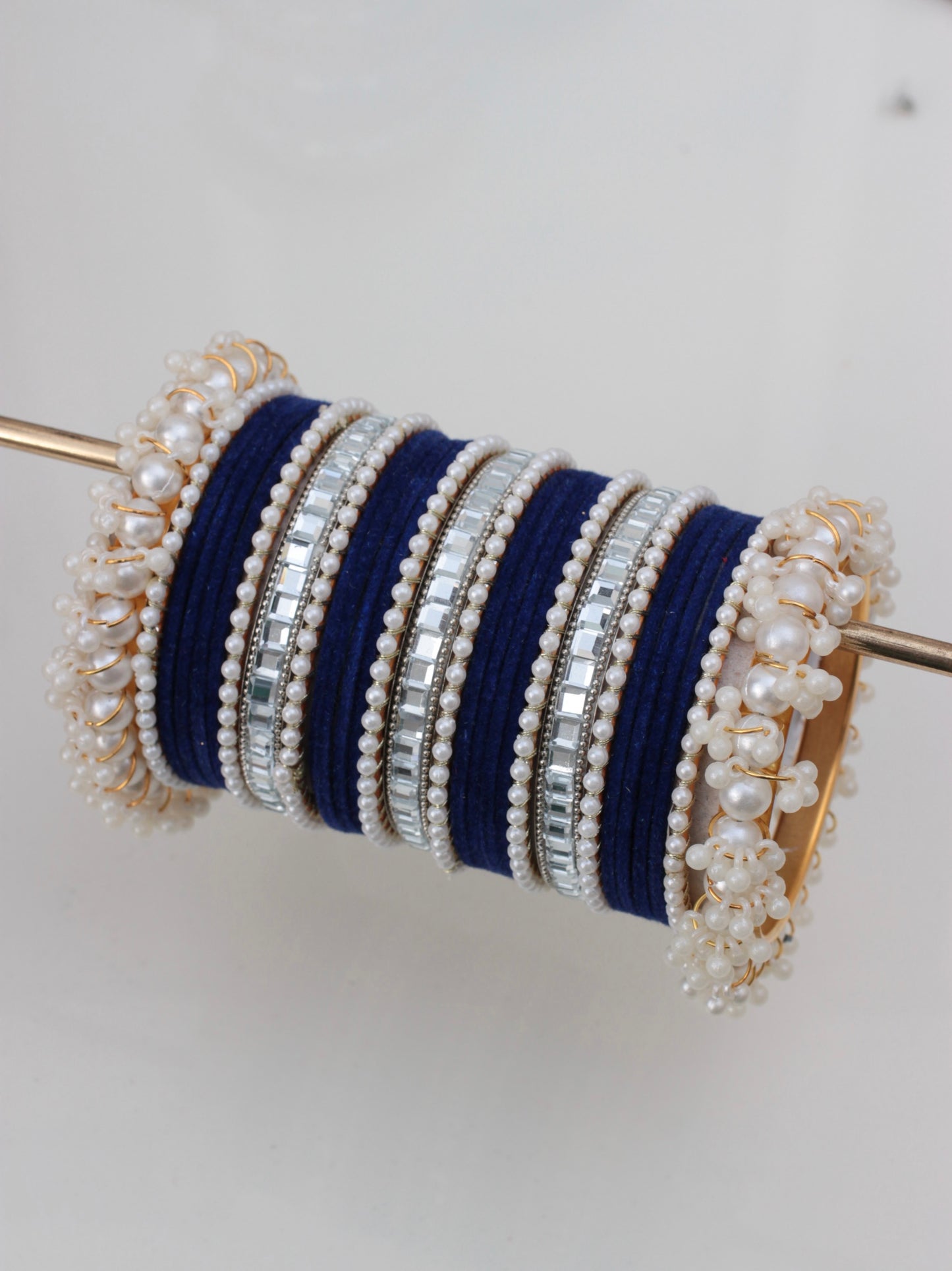 Velvet Luxe Bangle Set-6-Dark Blue