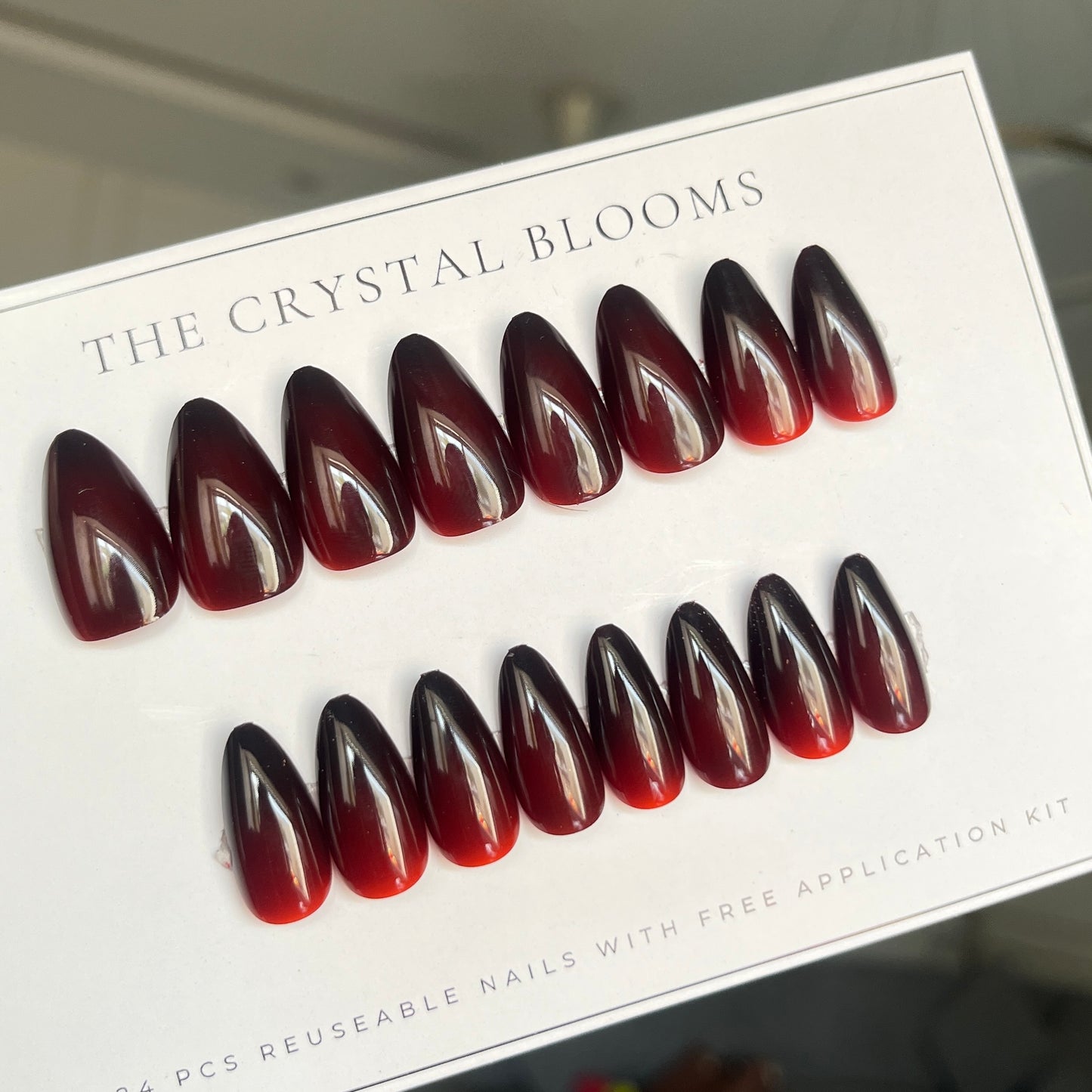 Nails-4100- Dark wine nails- Free 24 -pc Sticker Sheet included-n