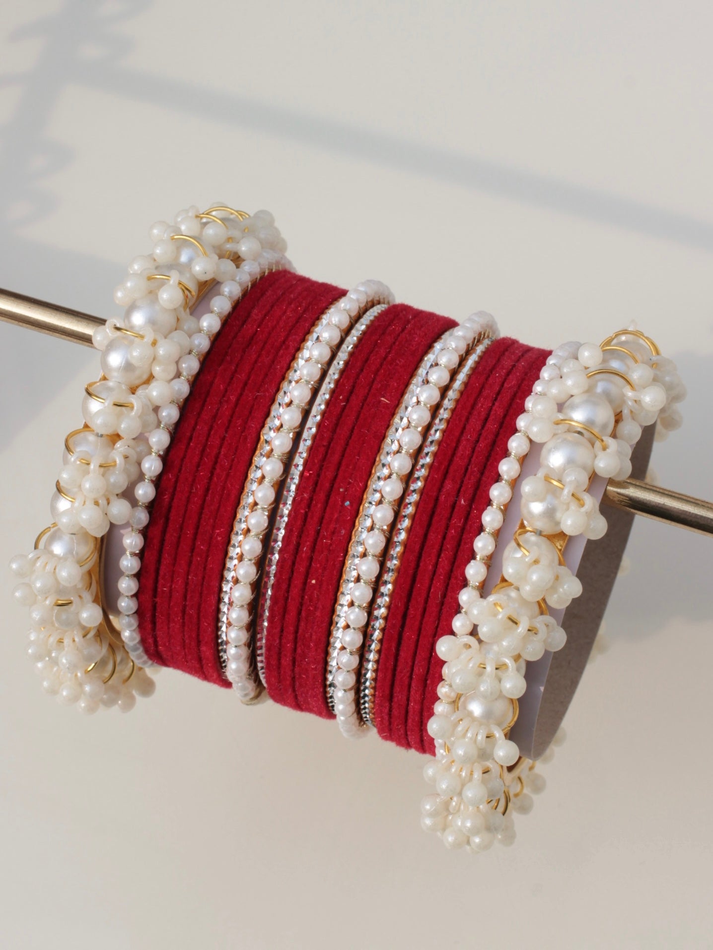 Noor-e-Moti Bangle Set-7-Red