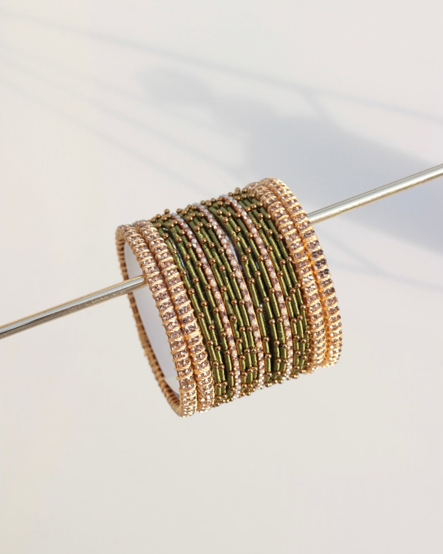 Aura Bangle Set-Olive Green