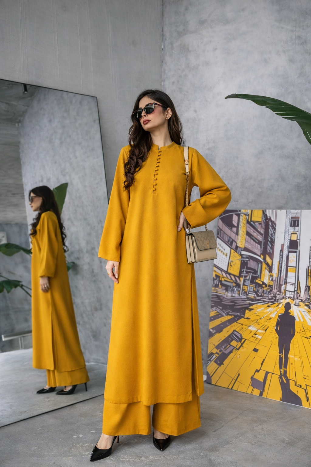 Mustard Gem - 2 pc Stitched