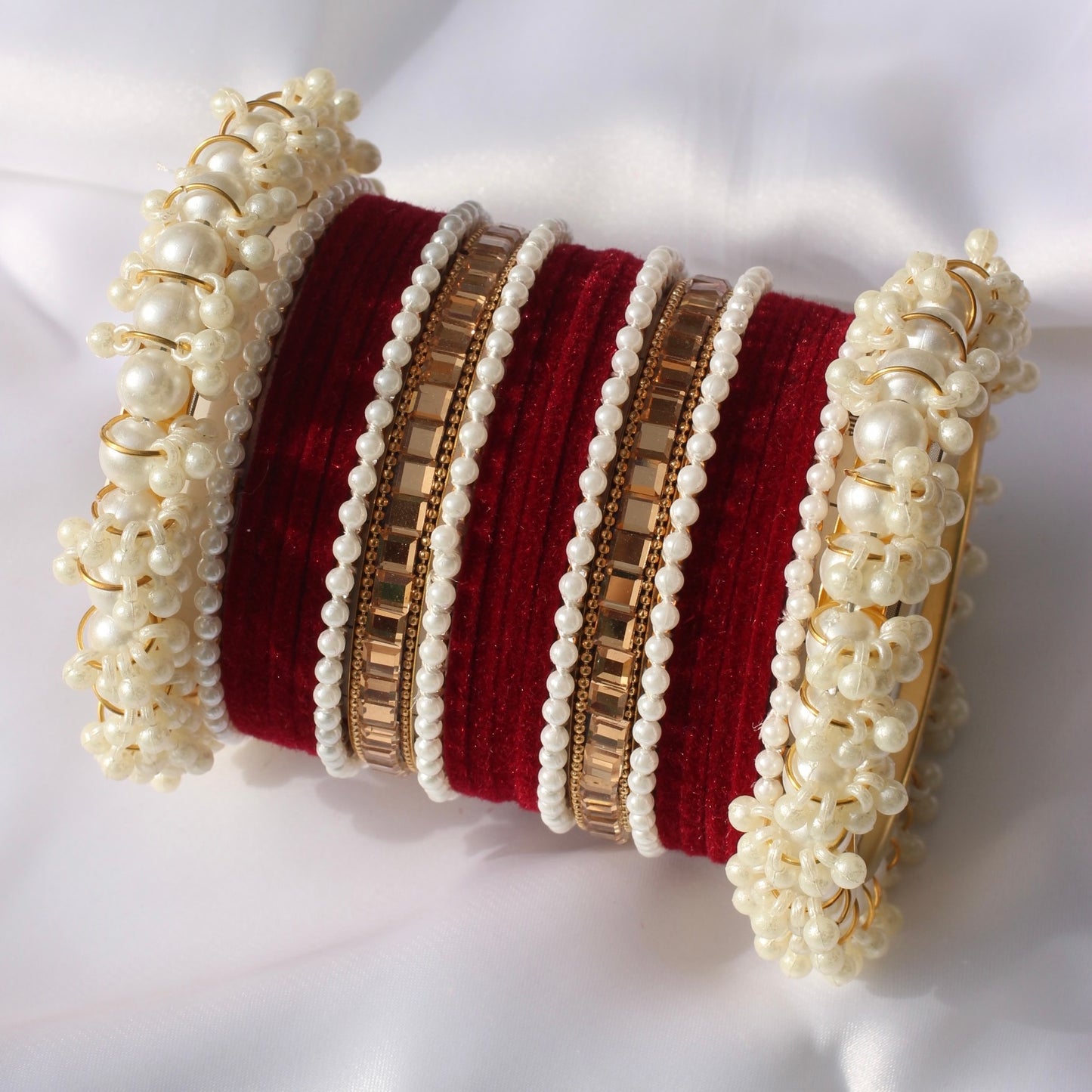 Kundan Majesty Bangle Set-1-Maroon