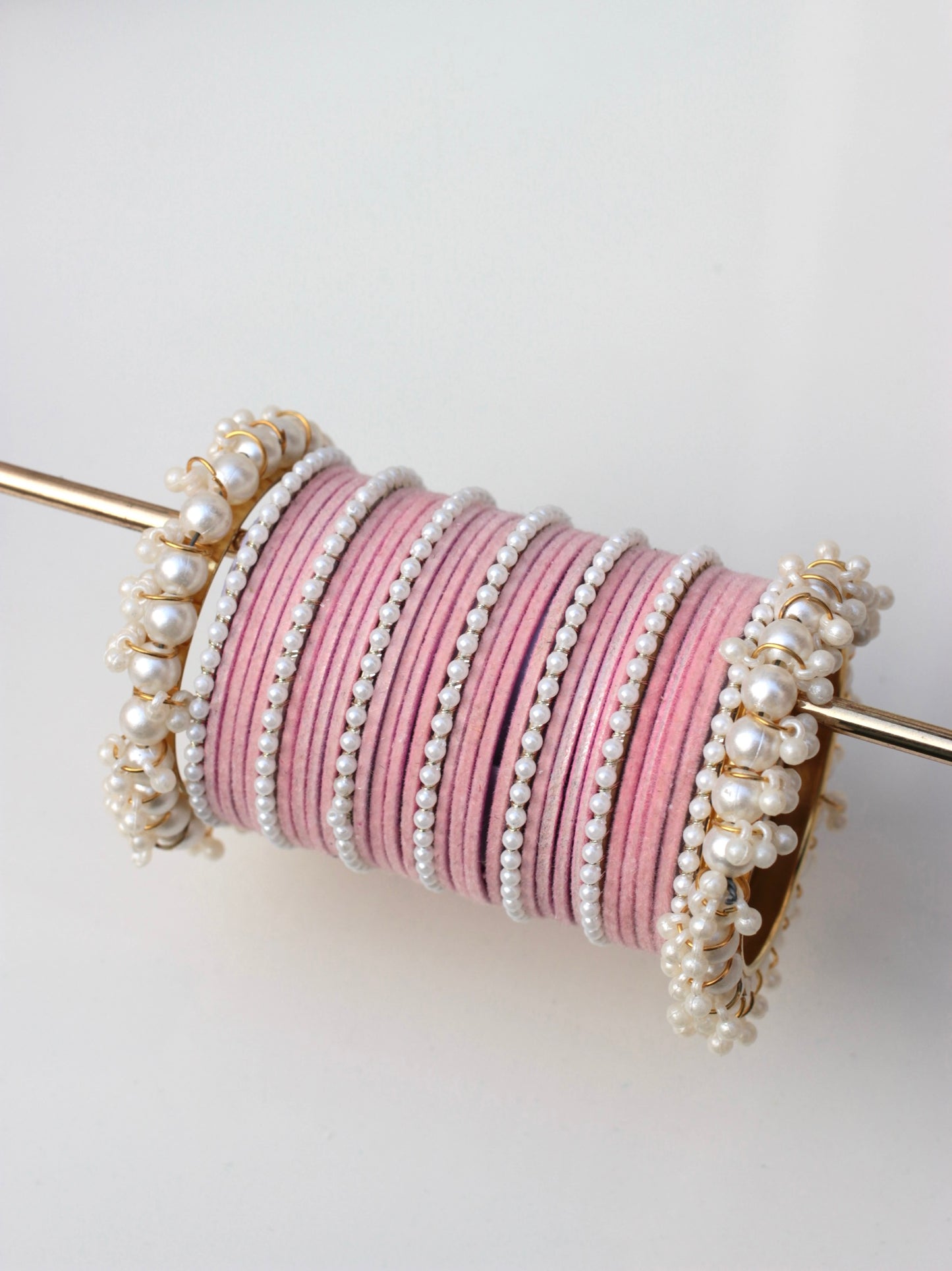 Royal Velvet Bangle Set-5-Baby Pink