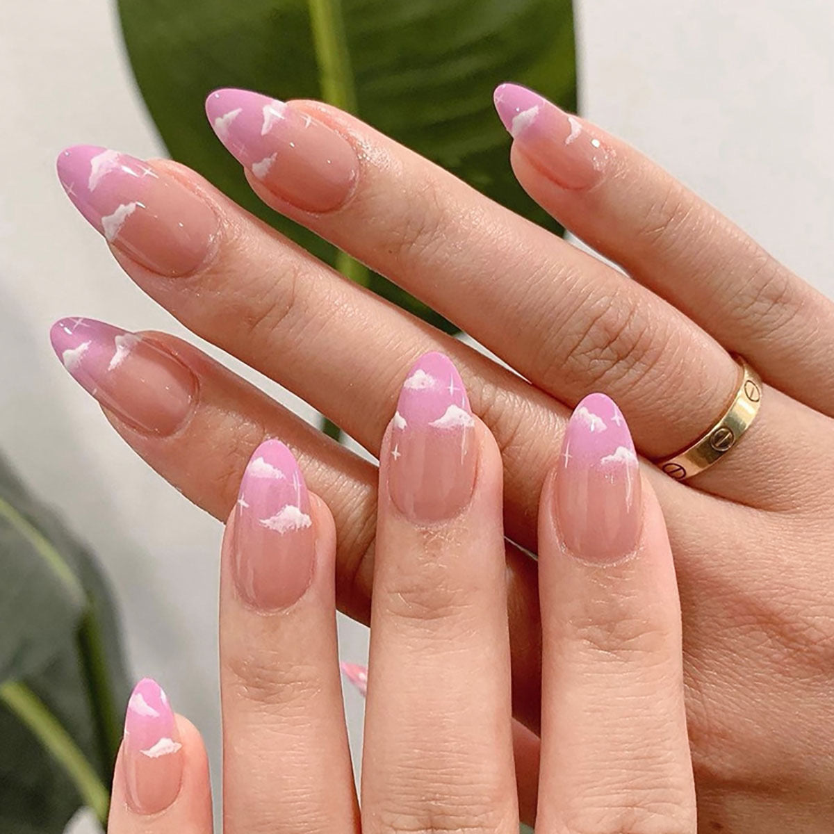 Nails-040-Medium Length Almond nails- Free 4 pc nail kit included