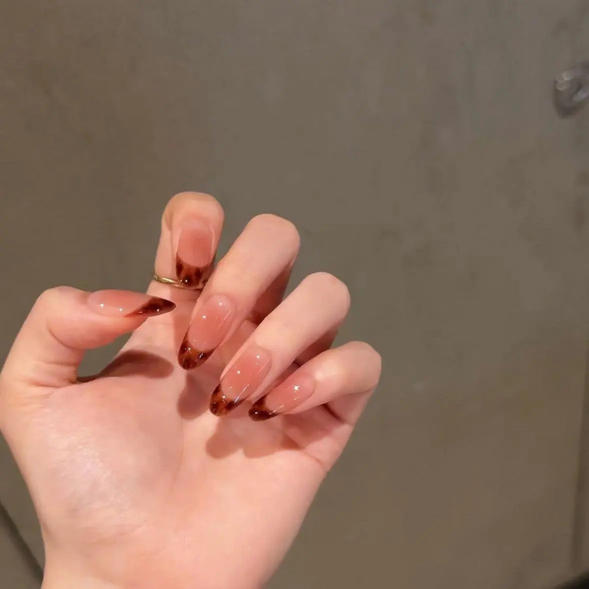 Nails-887-Medium Length Almond nails- Free 4 pc nail kit included