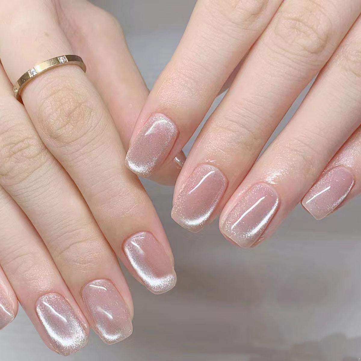 Handmade cat-eye Nails-002- Free 24 pc Sticker Sheet included