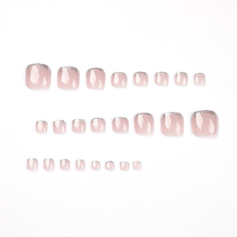 Nails-260- Toe Glitter nails - Free 24 pc Sticker Sheet included