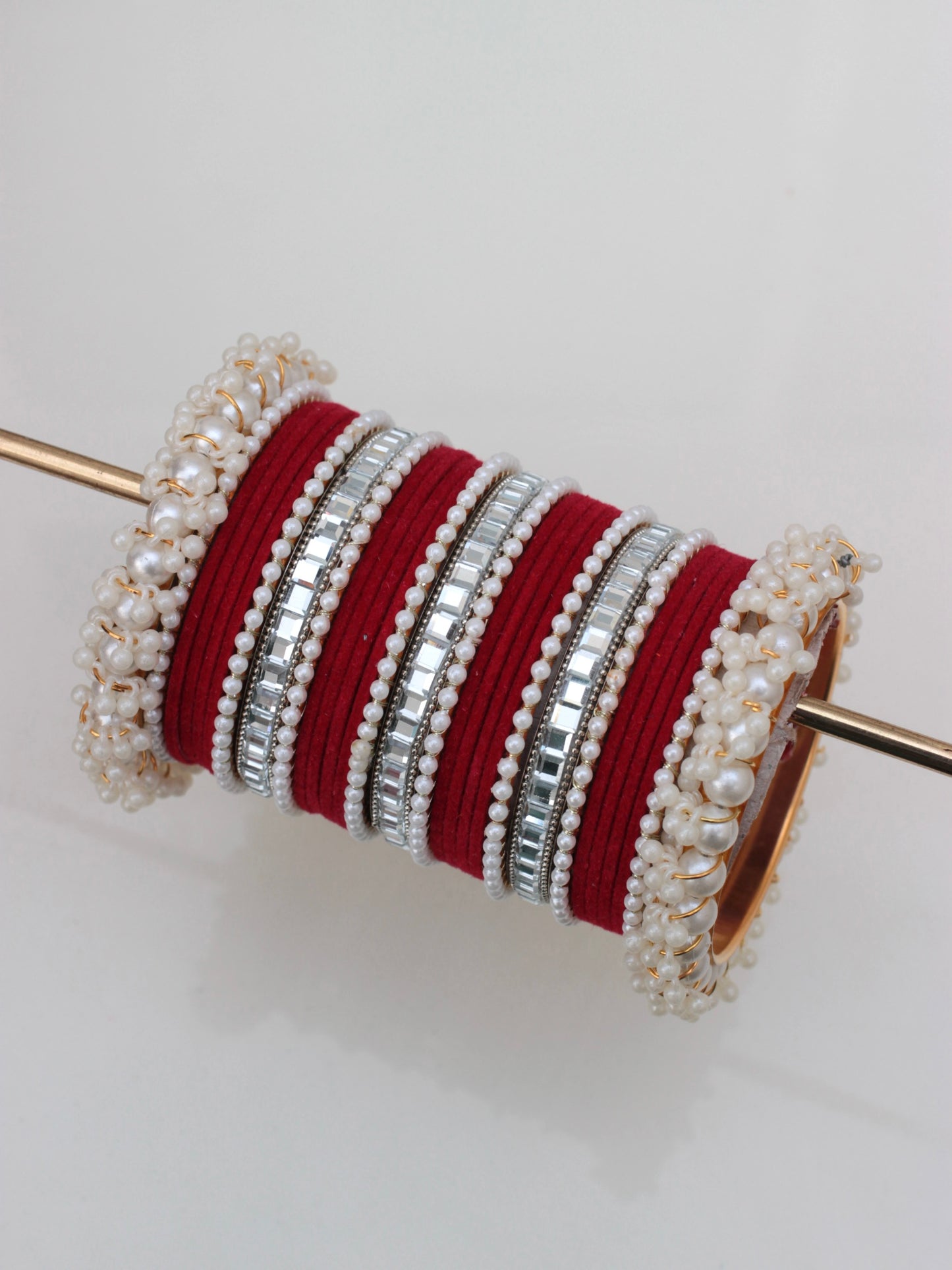 Velvet Luxe Bangle Set-6-Red