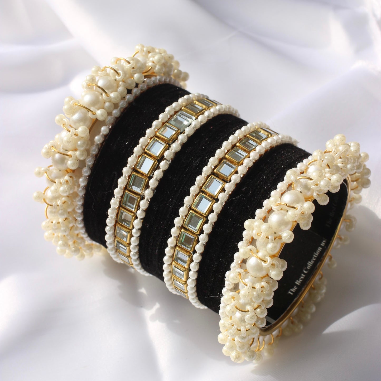 Kundan Majesty Bangle Set-1-Black