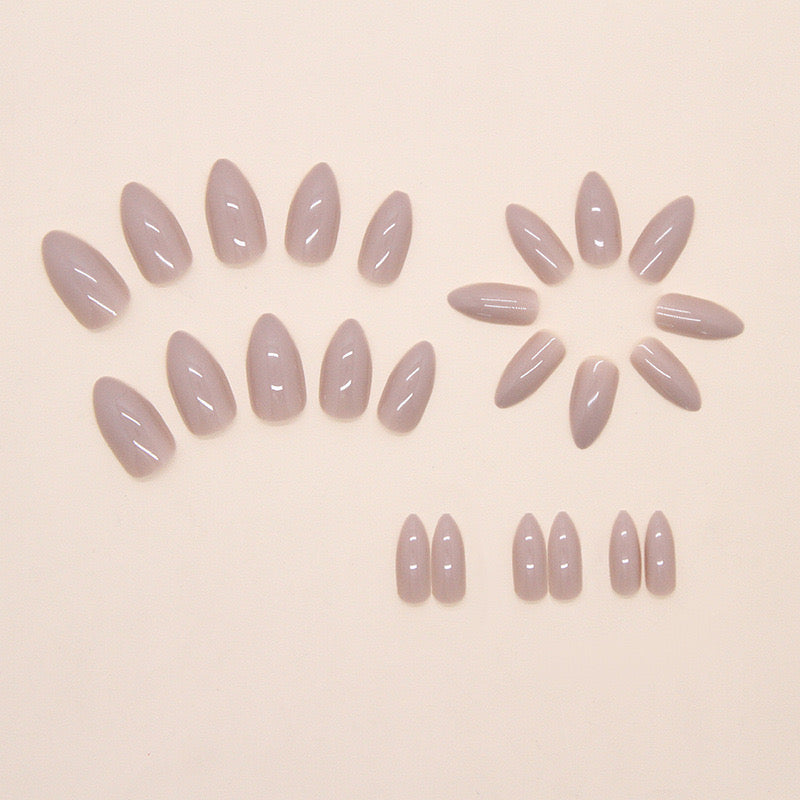 Nails-049-Medium Length Almond nails- Thin nails for natural fit- Free 4 pc nail kit included