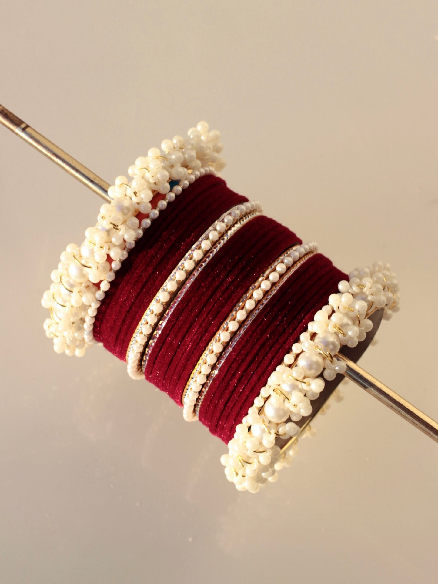 Noor-e-Moti Bangle Set-7-Maroon