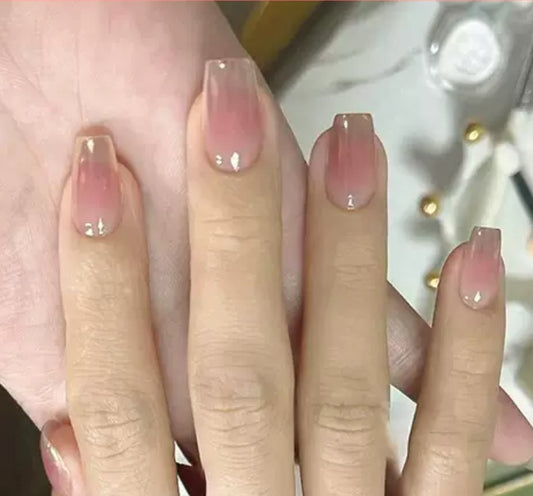 Shaded with Gold Natural Nails-010- Free 24 pc Sticker Sheet  included