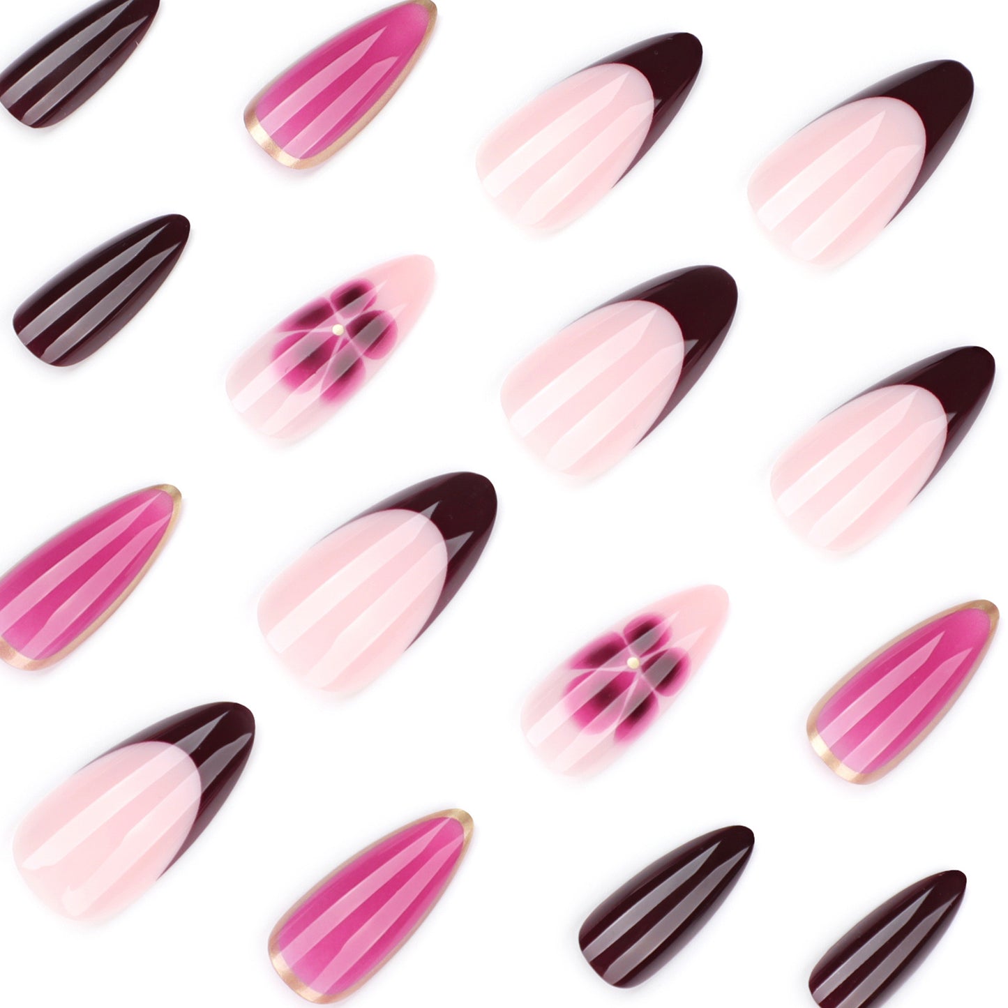 Nails-3826- Almond nails- Free 24 pc Sticker Sheet included