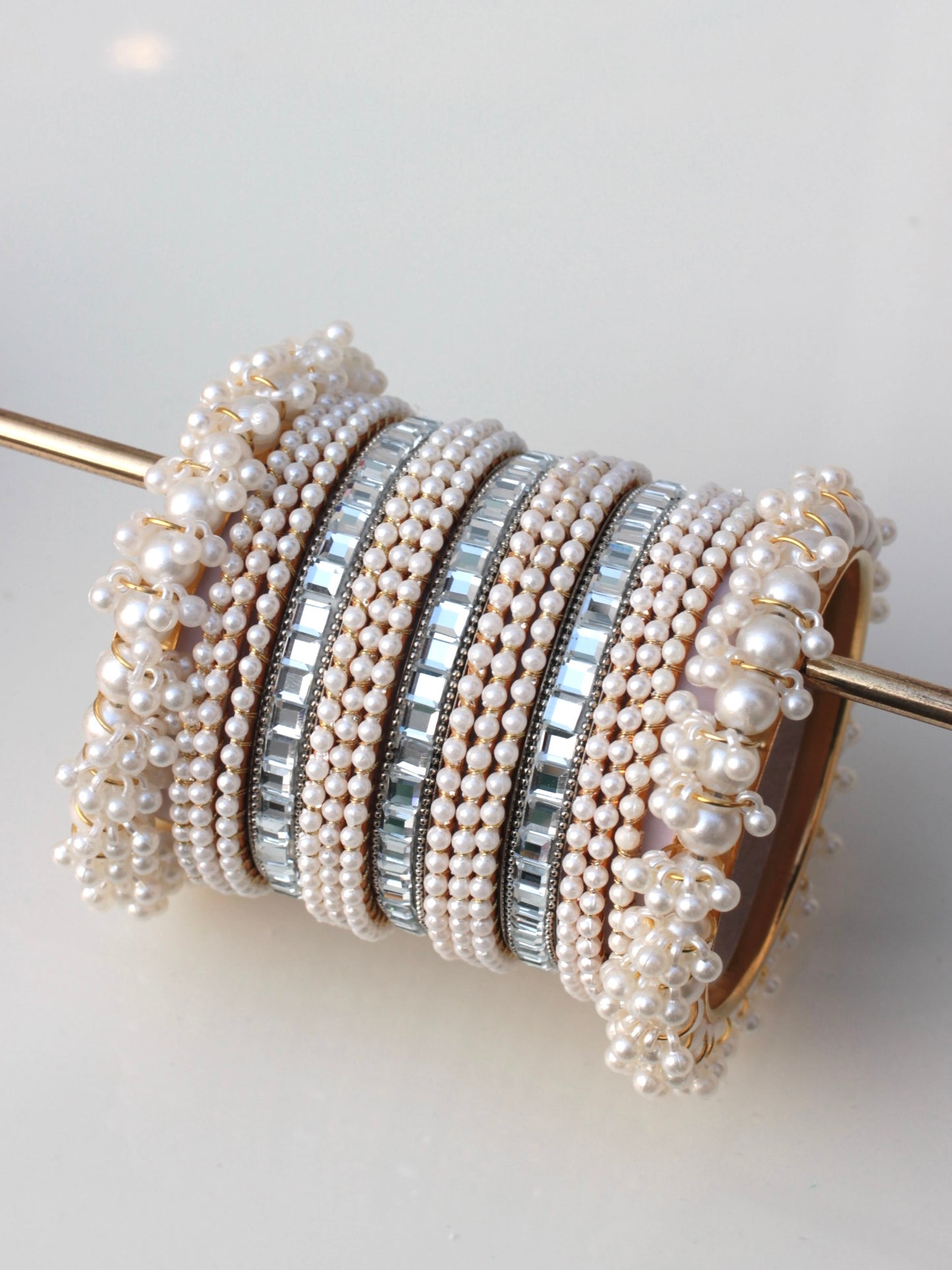 Pearl Luxe Bangle Set-4-Silver