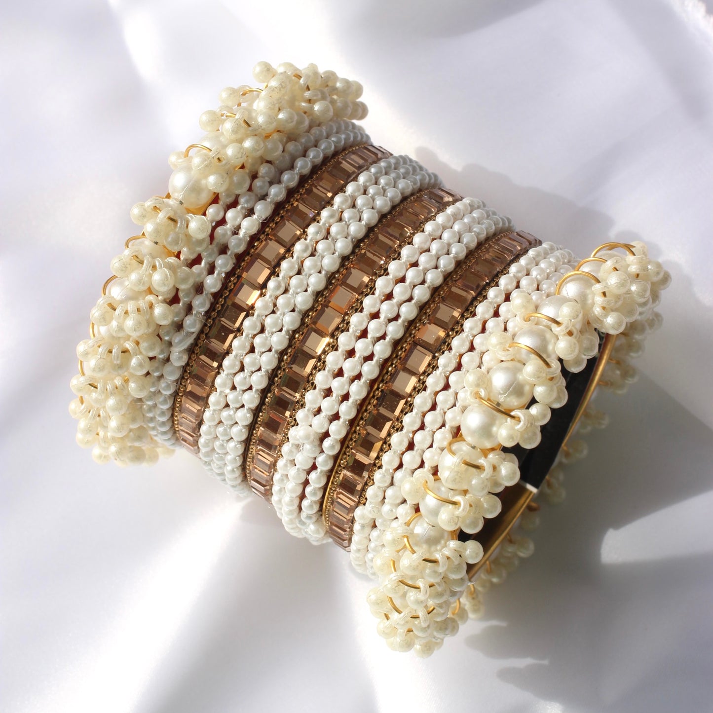 Pearl Luxe Bangle Set-4-Gold/Copper